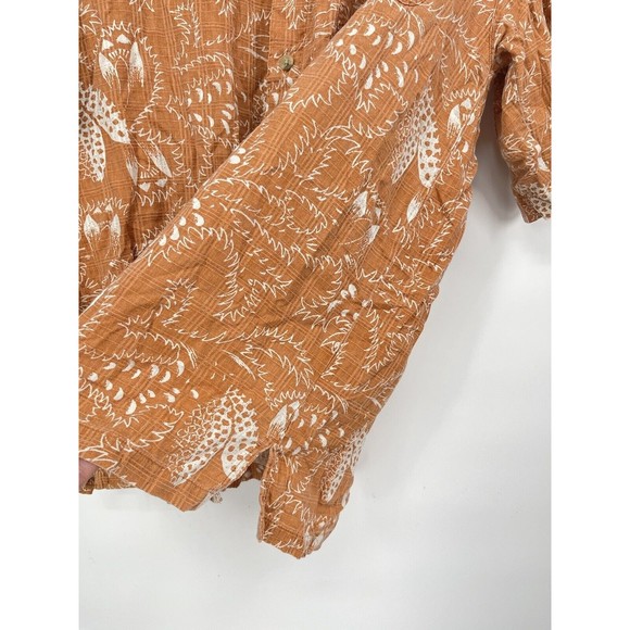 Columbia Sportswear‎ Size L Men's Hawaiian Shirt Orange/White with Palms - Picture 5 of 7